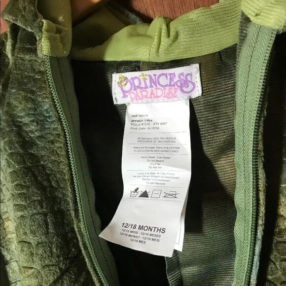 Princess Paradise T-Rex Premium Child Costume Green Dinosaur Dragon 12/18 Mos - Picture 4 of 9